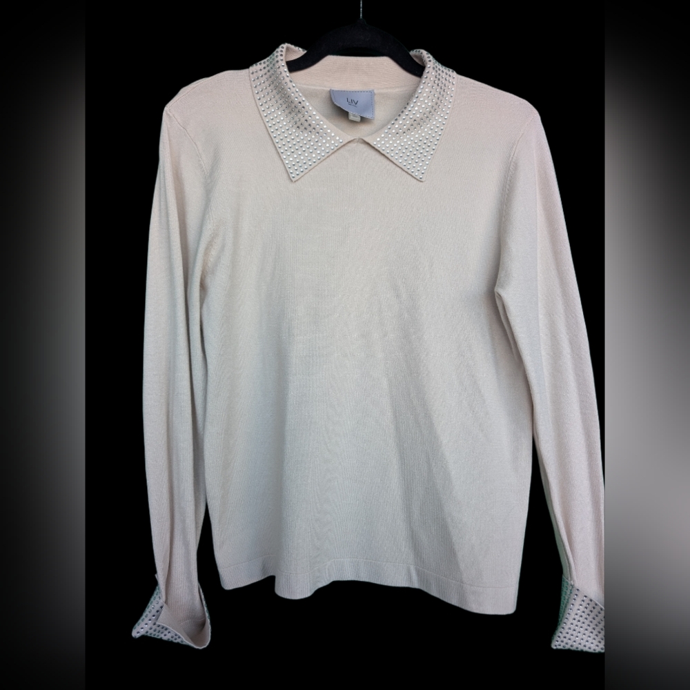 Liv By Milano Beige Sweater with Sparkling Accents